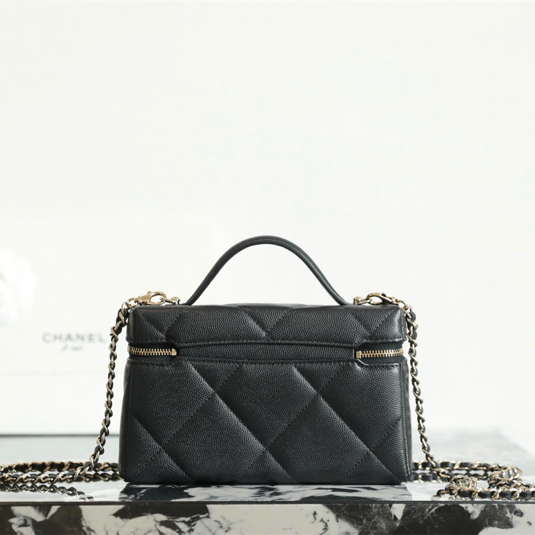 高仿Chanel*25K系列AP4936小牛皮盒子包黑色免檢版