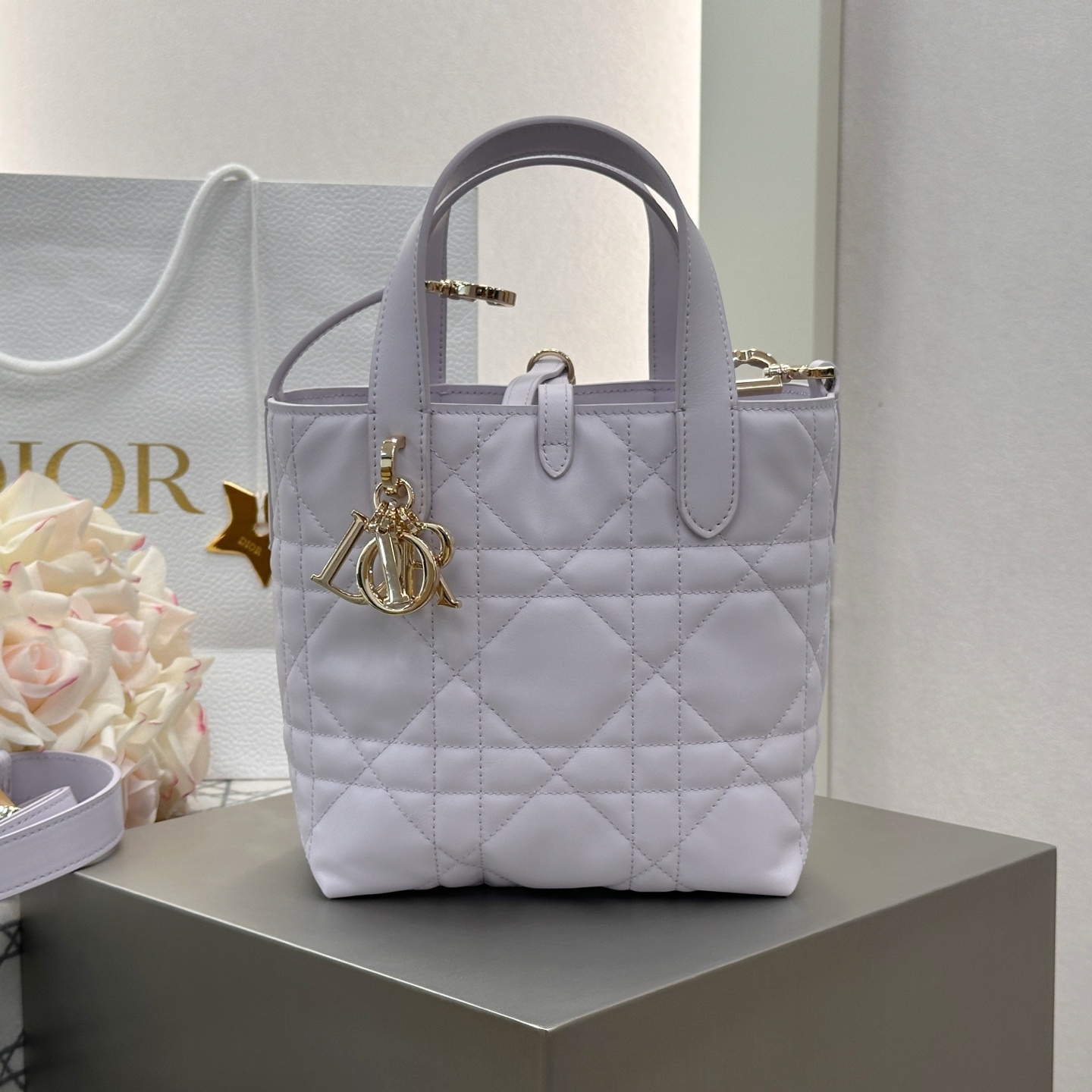 高仿Dior*Toujours系列M2835M848牛皮菜籃子紫色小號免檢版