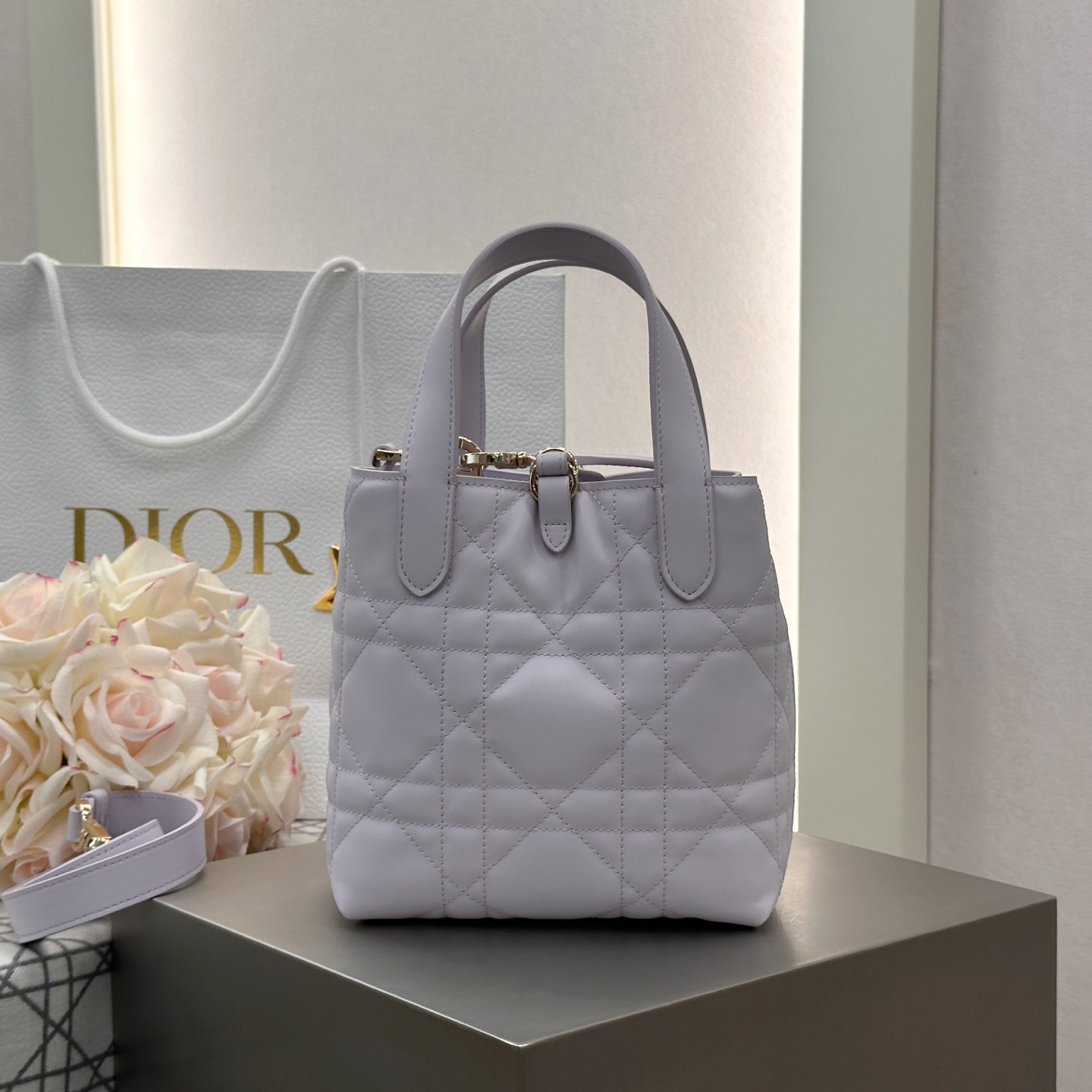 高仿Dior*Toujours系列M2835M848牛皮菜籃子紫色小號免檢版