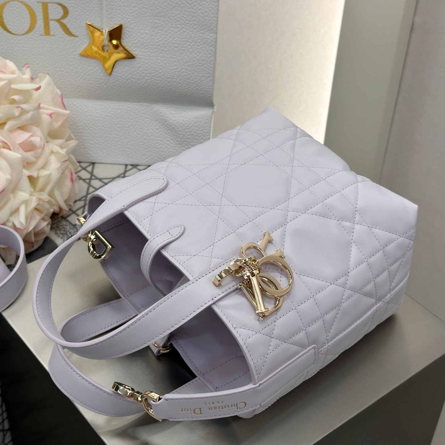 高仿Dior*Toujours系列M2835M848牛皮菜籃子紫色小號免檢版
