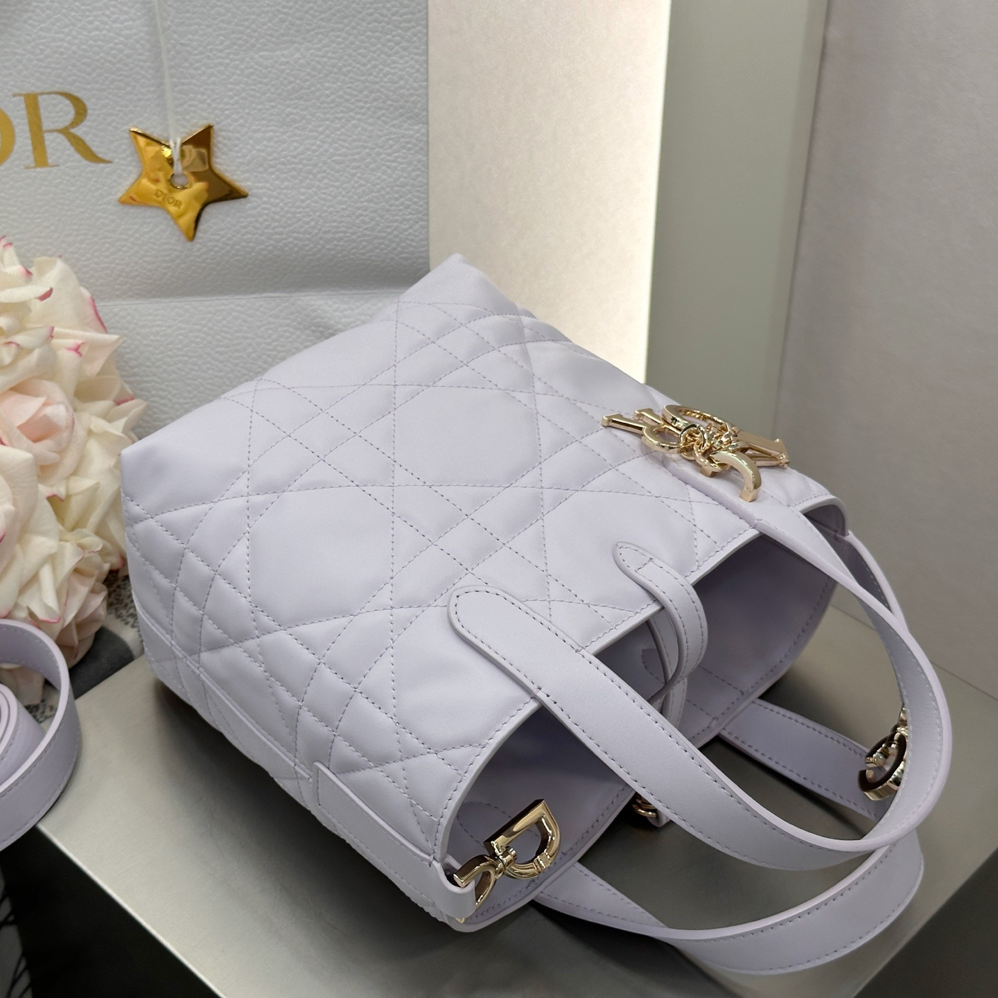 高仿Dior*Toujours系列M2835M848牛皮菜籃子紫色小號免檢版