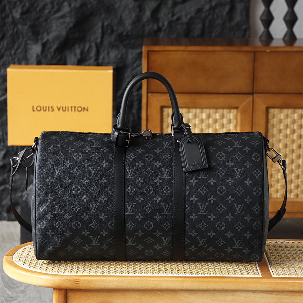 高仿LV*Keepall50系列M14202旅行袋黑色免檢版
