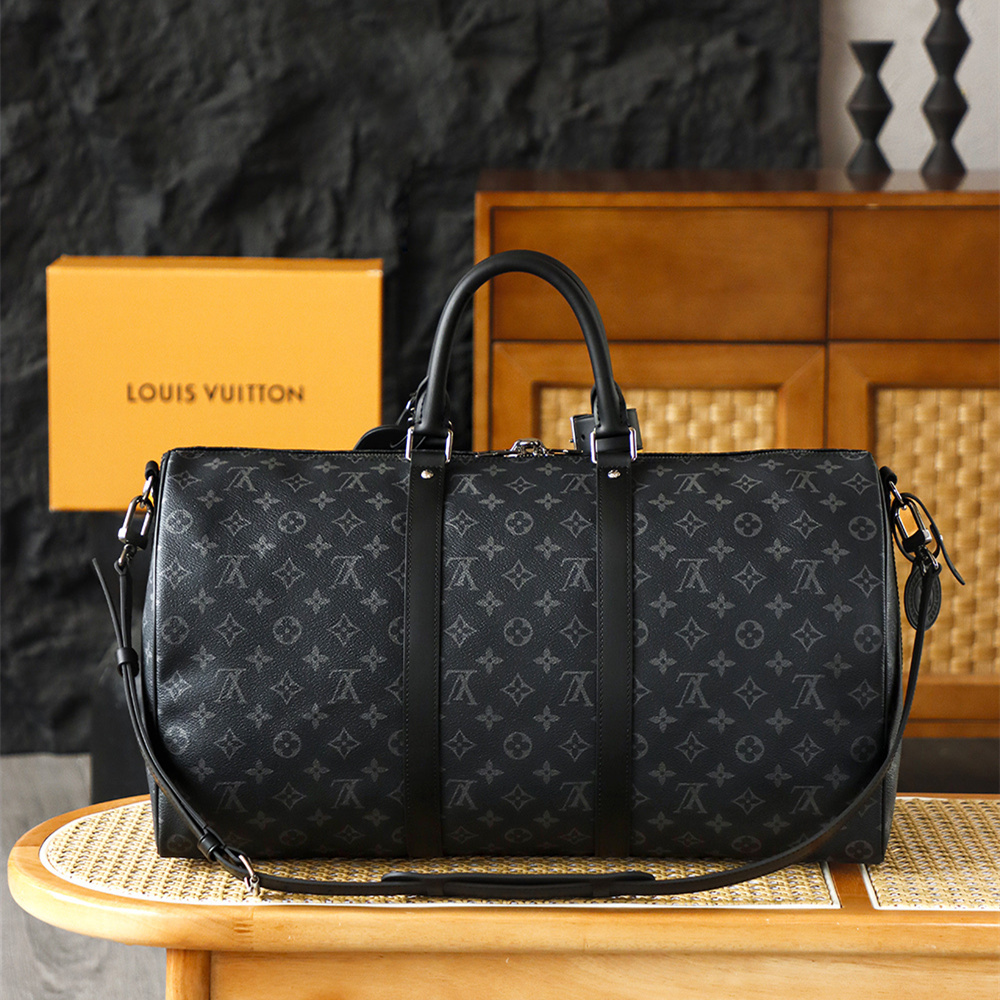 高仿LV*Keepall50系列M14202旅行袋黑色免檢版