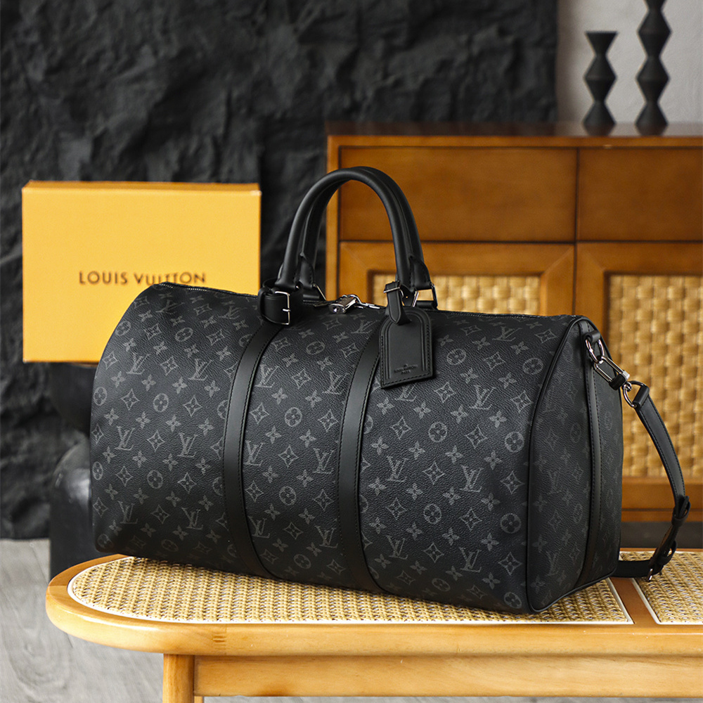 高仿LV*Keepall50系列M14202旅行袋黑色免檢版