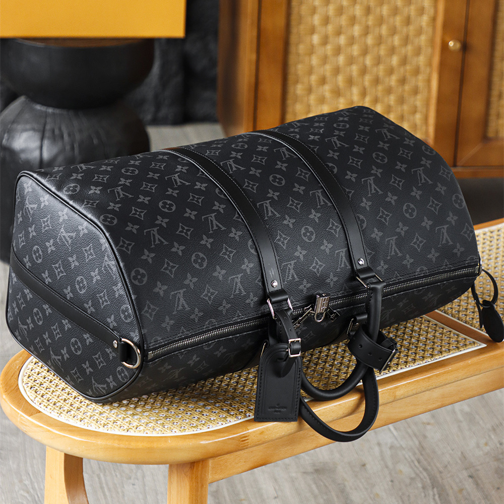 高仿LV*Keepall50系列M14202旅行袋黑色免檢版