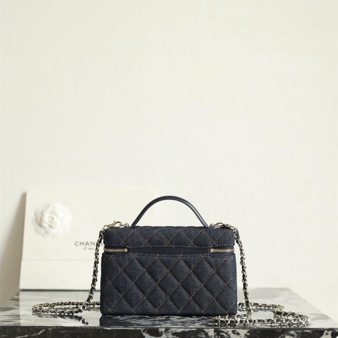 高仿Chanel*26P系列AS4385丹寧牛仔盒子包深藍色免檢版