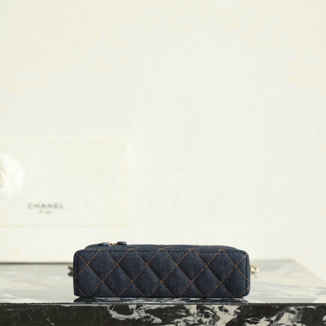 高仿Chanel*26P系列AS4385丹寧牛仔盒子包深藍色免檢版