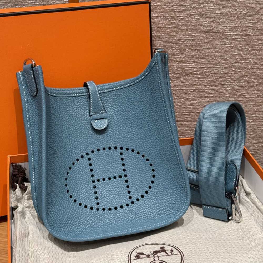 高仿Hermes*Evelyne23系列H087941CKU2牛仔藍銀扣純手工