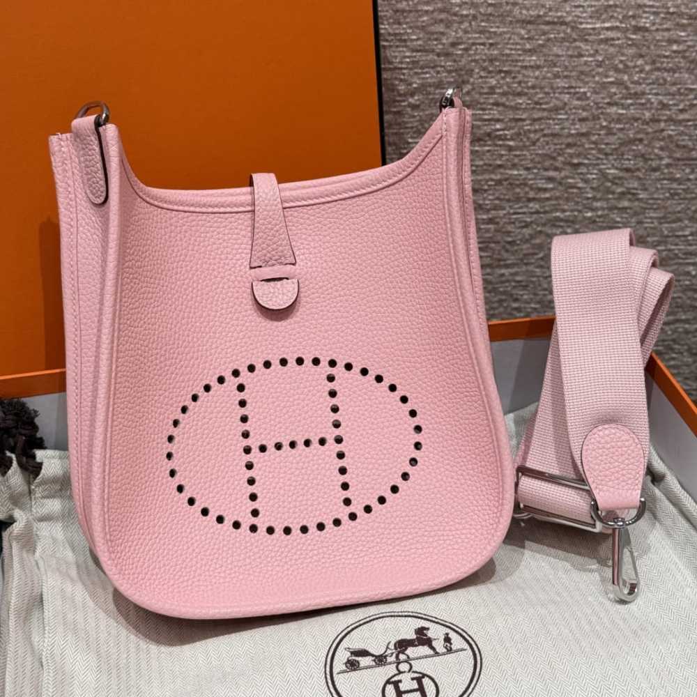 高仿Hermes*Evelyne23系列H087941CK3Q櫻花粉銀扣純手工
