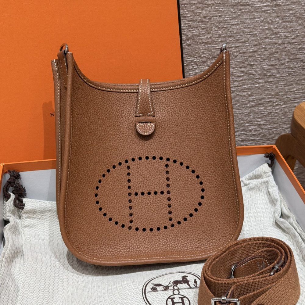 高仿Hermes*Evelyne23系列H087941CK37金棕色銀扣純手工