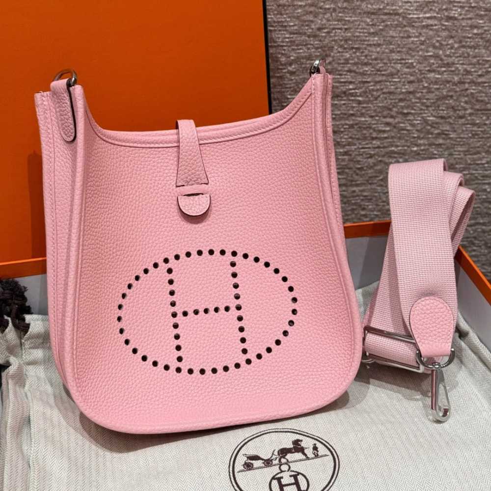 高仿Hermes*Evelyne23系列H087941CK3Q櫻花粉銀扣純手工