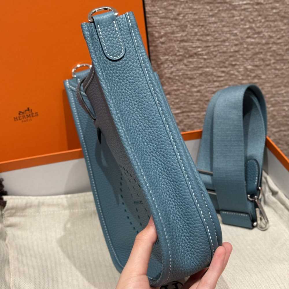 高仿Hermes*Evelyne23系列H087941CKU2牛仔藍銀扣純手工
