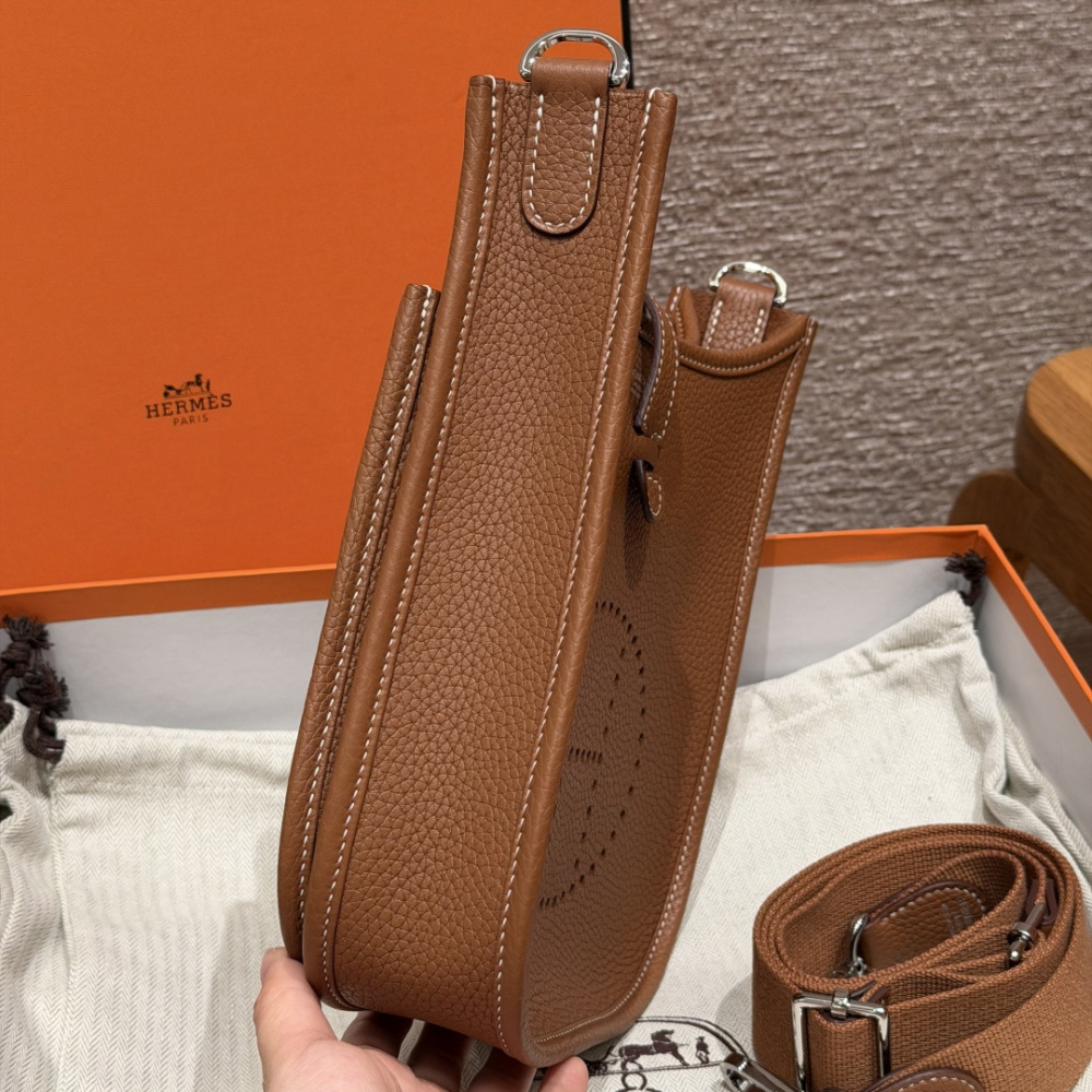 高仿Hermes*Evelyne23系列H087941CK37金棕色銀扣純手工