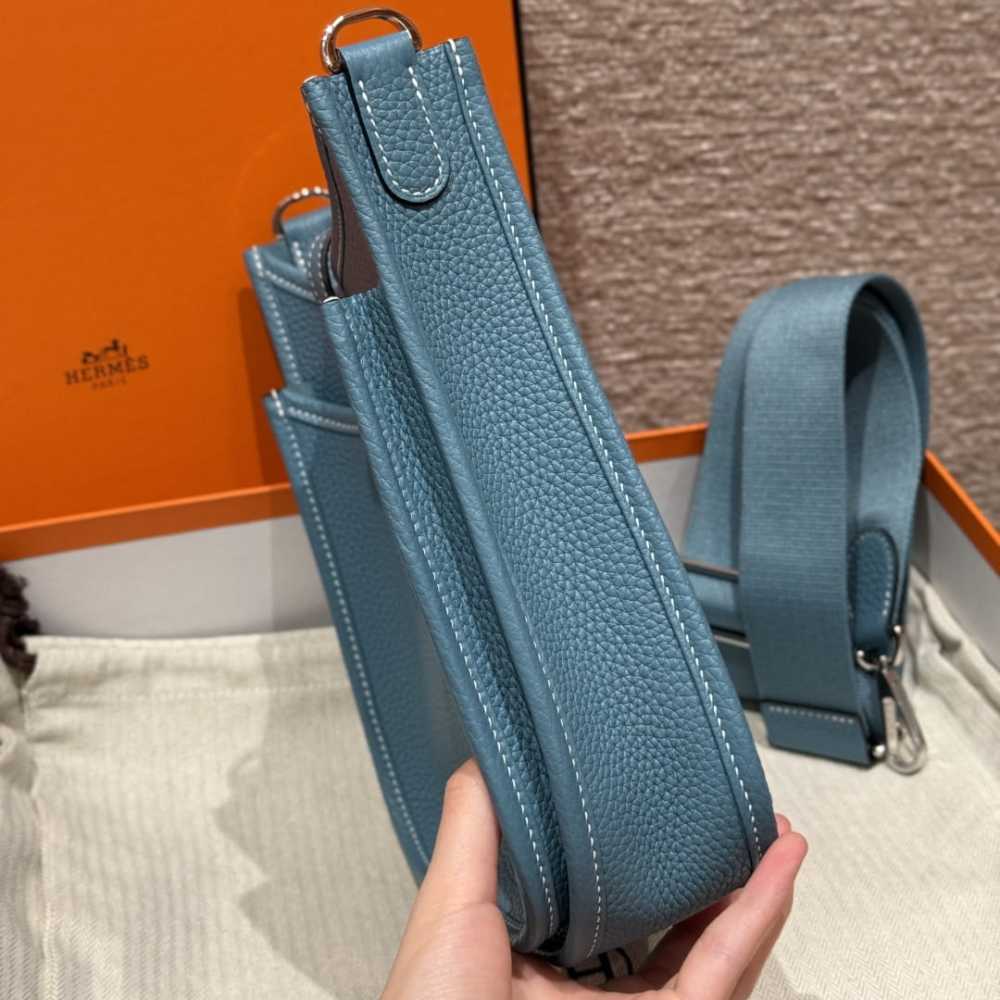 高仿Hermes*Evelyne23系列H087941CKU2牛仔藍銀扣純手工