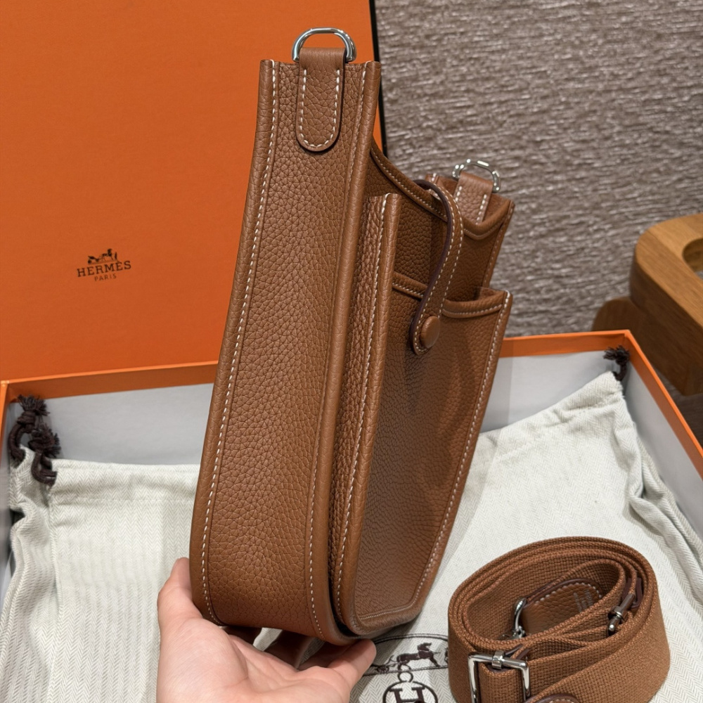 高仿Hermes*Evelyne23系列H087941CK37金棕色銀扣純手工