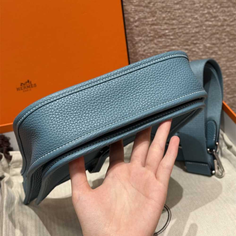 高仿Hermes*Evelyne23系列H087941CKU2牛仔藍銀扣純手工