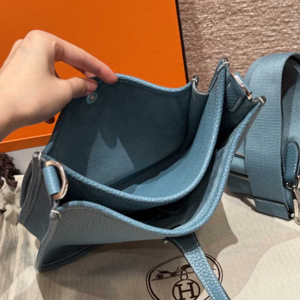 高仿Hermes*Evelyne23系列H087941CKU2牛仔藍銀扣純手工