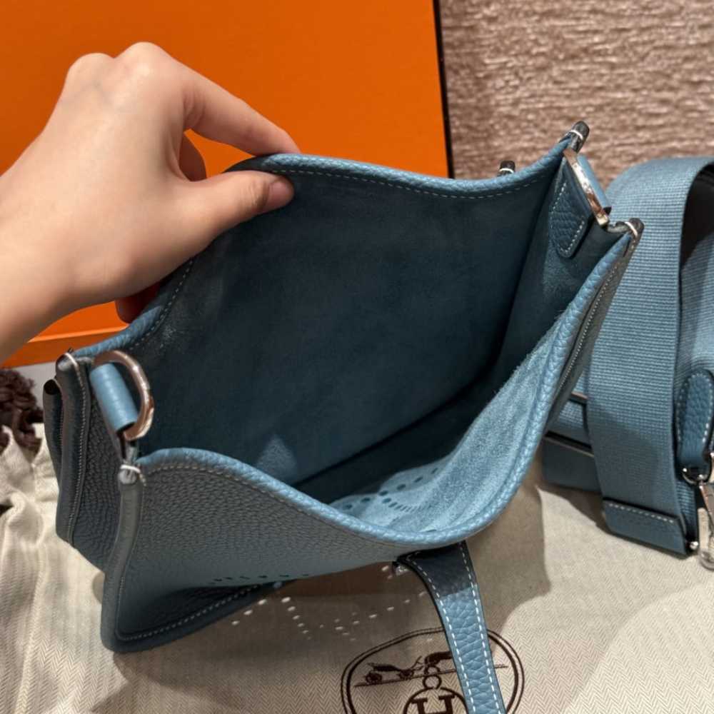 高仿Hermes*Evelyne23系列H087941CKU2牛仔藍銀扣純手工