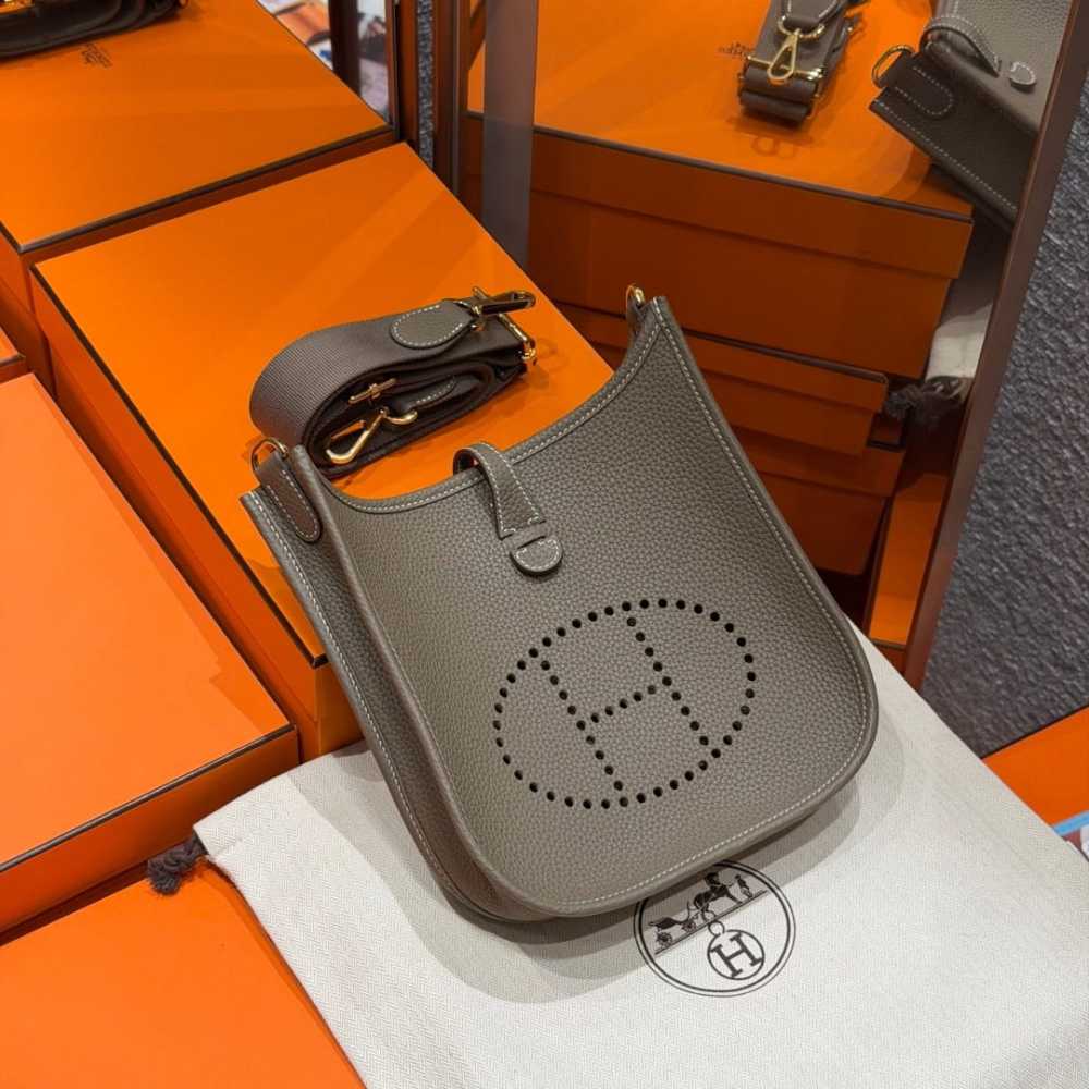 高仿Hermes*Evelyne23系列H087941CK18大象灰金扣純手工