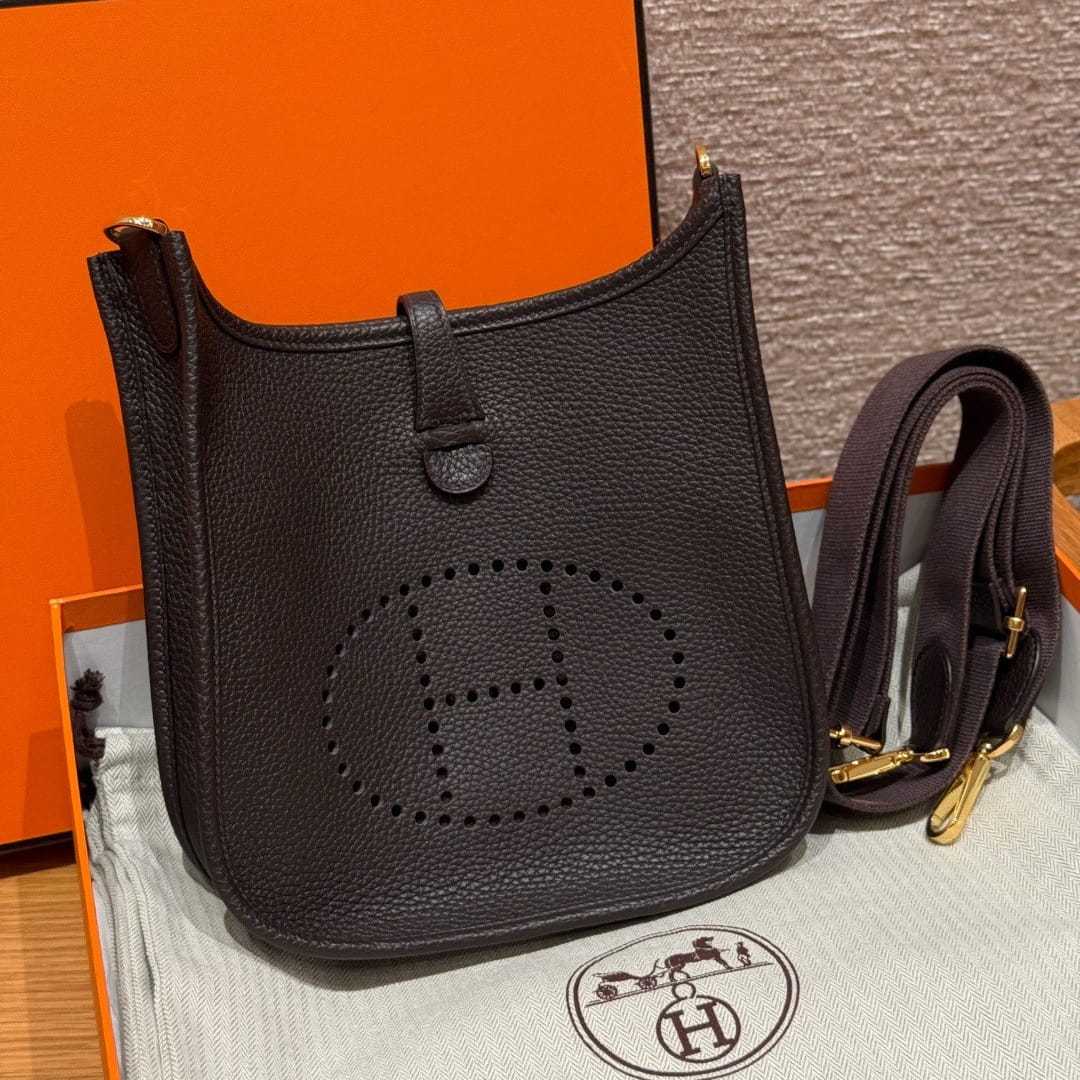 高仿Hermes*Evelyne23系列H087941CK46烏木色金扣純手工