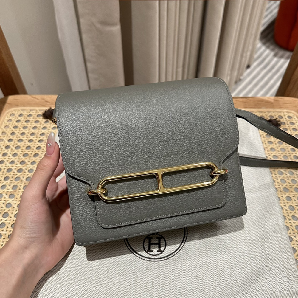 高仿Hermes*Roulis19系列H070509CKM8積雨雲灰金扣純手工