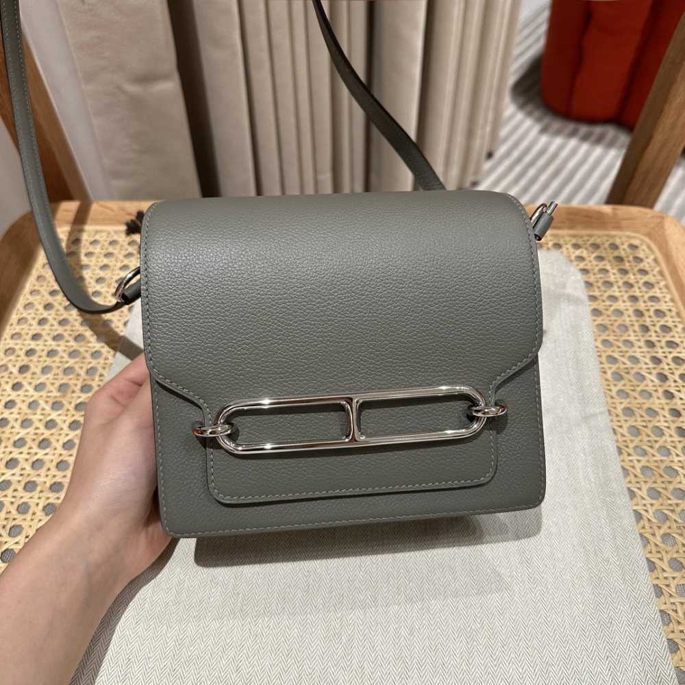 高仿Hermes*Roulis19系列H070509CKM8積雨雲灰銀扣純手工