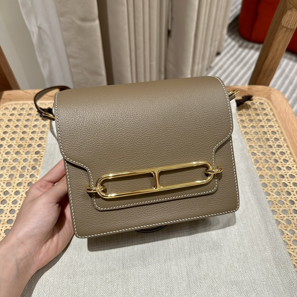 高仿Hermes*Roulis19系列H070509EP18大象灰金扣小牛皮純手工