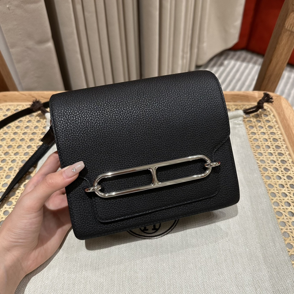 高仿Hermes*Roulis19系列H070509TC89黑色銀扣小牛皮純手工