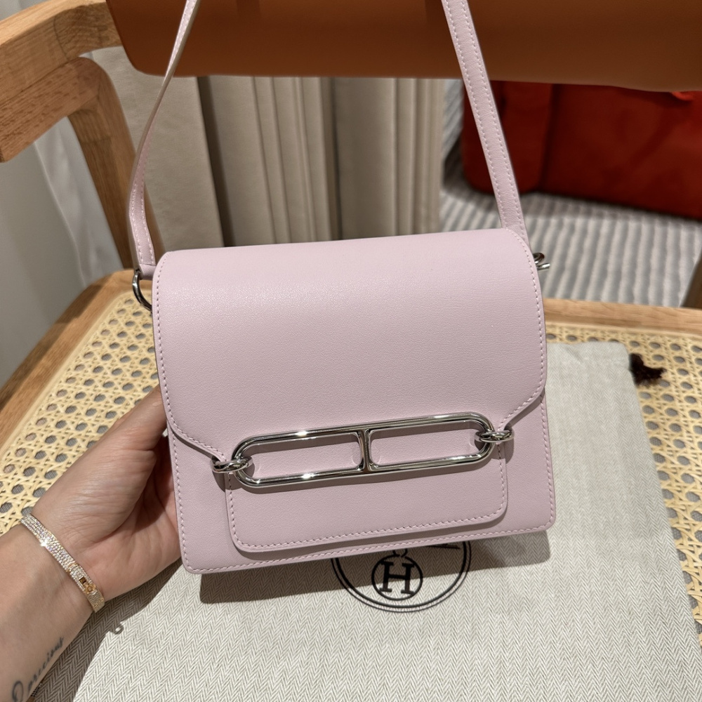 高仿Hermes*Roulis19系列H070509CK0L夢幻紫銀扣山羊皮純手工