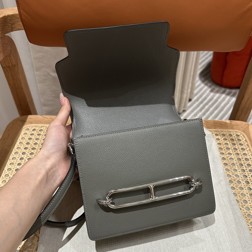 高仿Hermes*Roulis19系列H070509CKM8積雨雲灰銀扣純手工