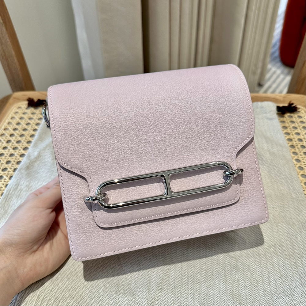 高仿Hermes*Roulis19系列H070509CK0L夢幻紫銀扣山羊皮純手工