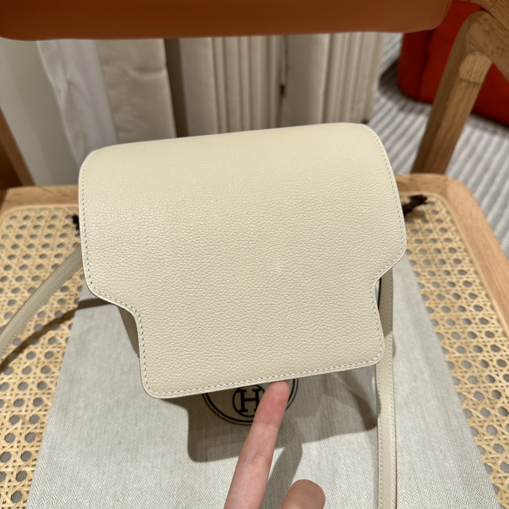高仿Hermes*Roulis19系列H070509CK12奶昔白銀扣純手工