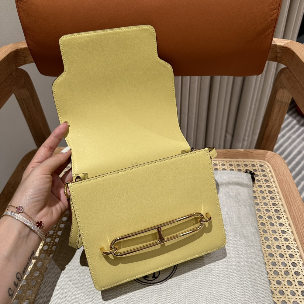 高仿Hermes*Roulis19系列H070509CK1Z小雞黃金扣山羊皮純手工