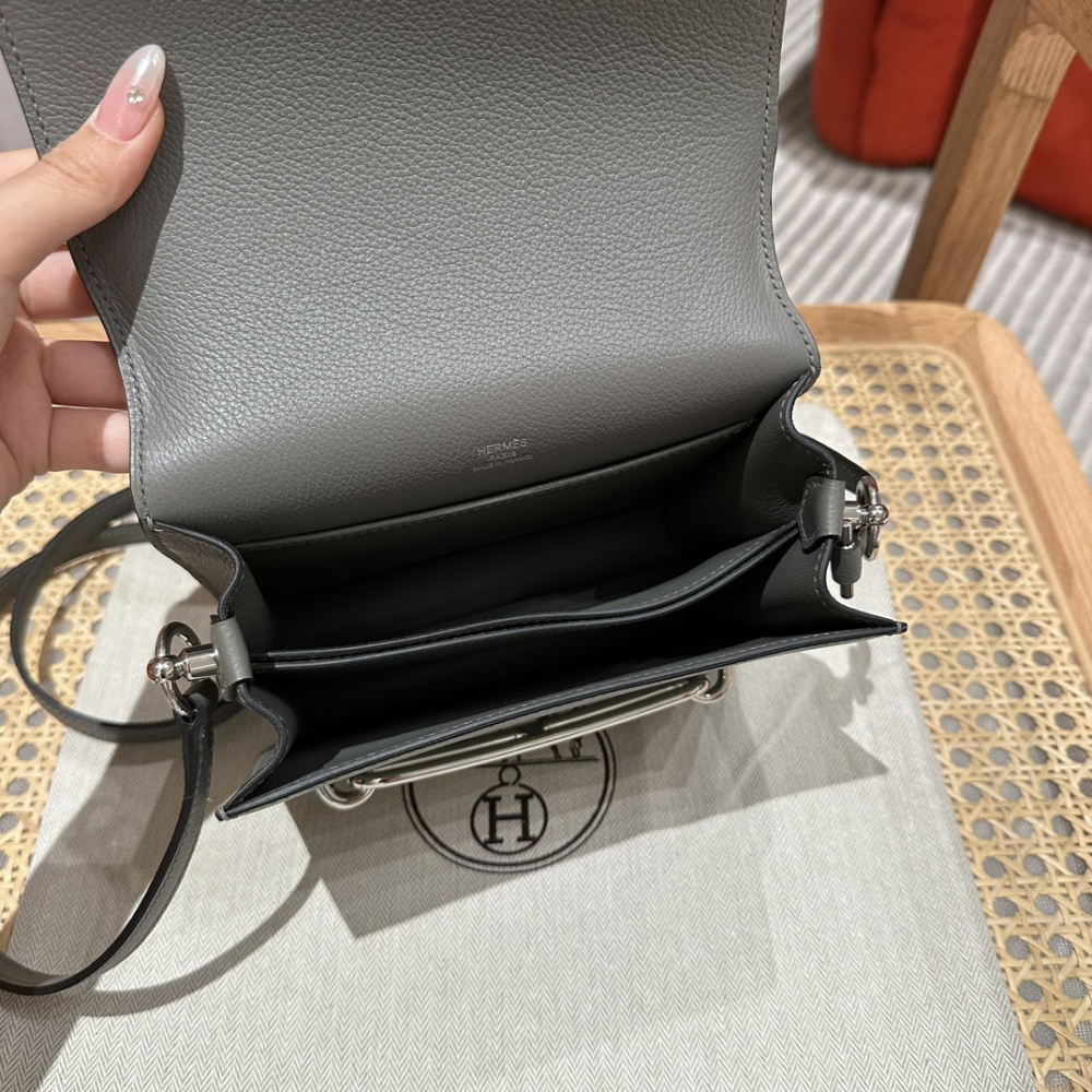 高仿Hermes*Roulis19系列H070509CKM8積雨雲灰銀扣純手工