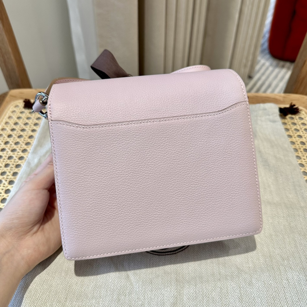 高仿Hermes*Roulis19系列H070509CK0L夢幻紫銀扣山羊皮純手工