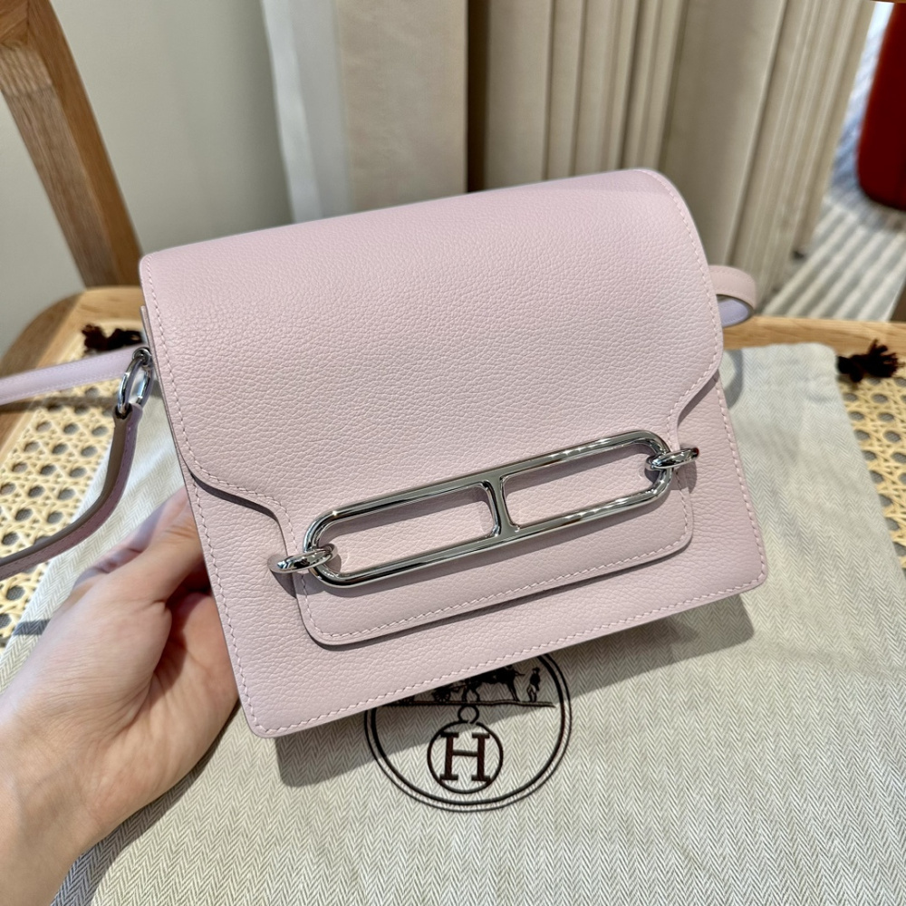 高仿Hermes*Roulis19系列H070509CK0L夢幻紫銀扣山羊皮純手工