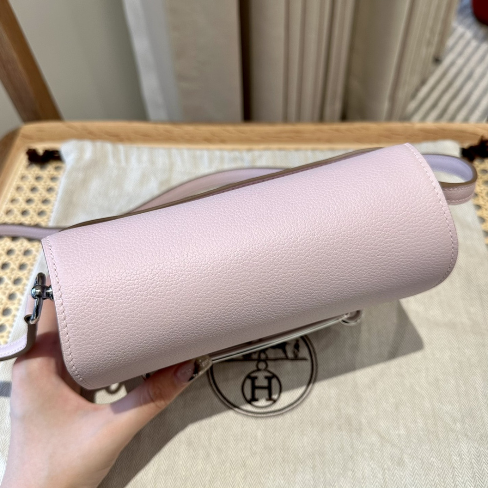 高仿Hermes*Roulis19系列H070509CK0L夢幻紫銀扣山羊皮純手工