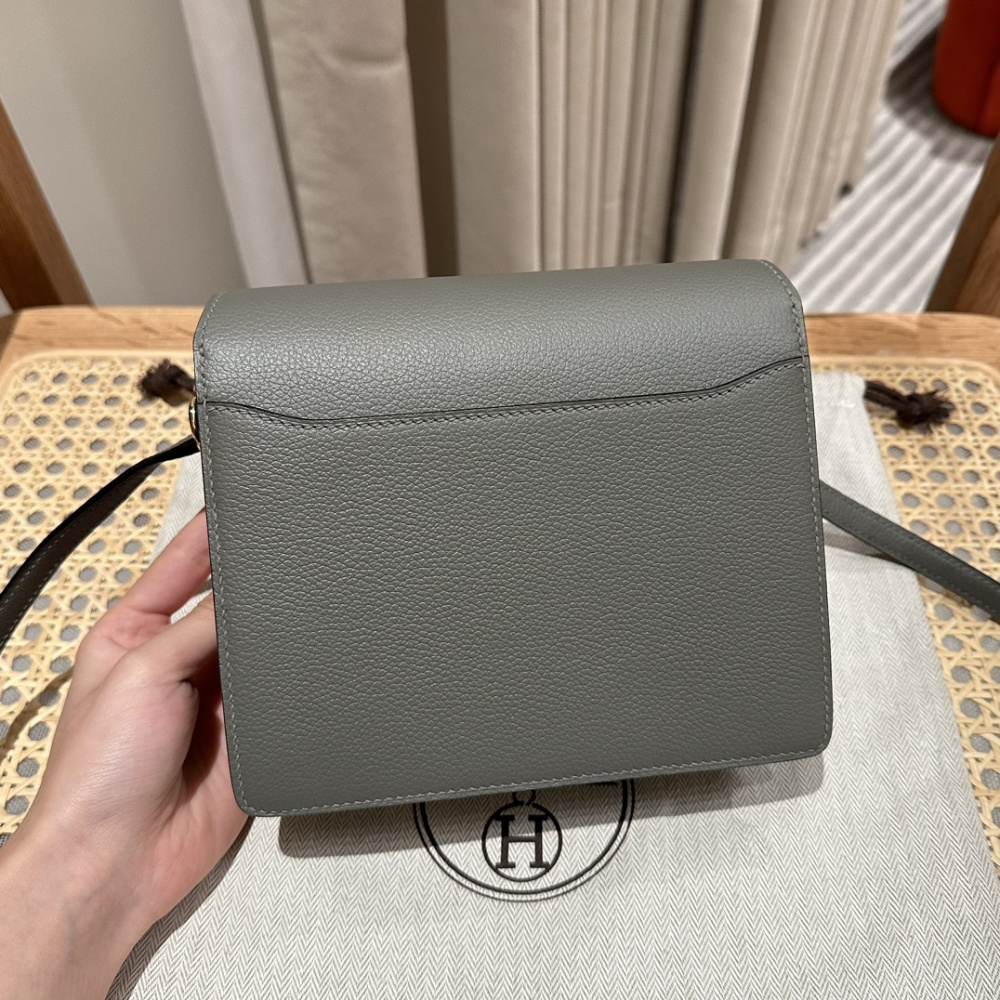 高仿Hermes*Roulis19系列H070509CKM8積雨雲灰金扣純手工