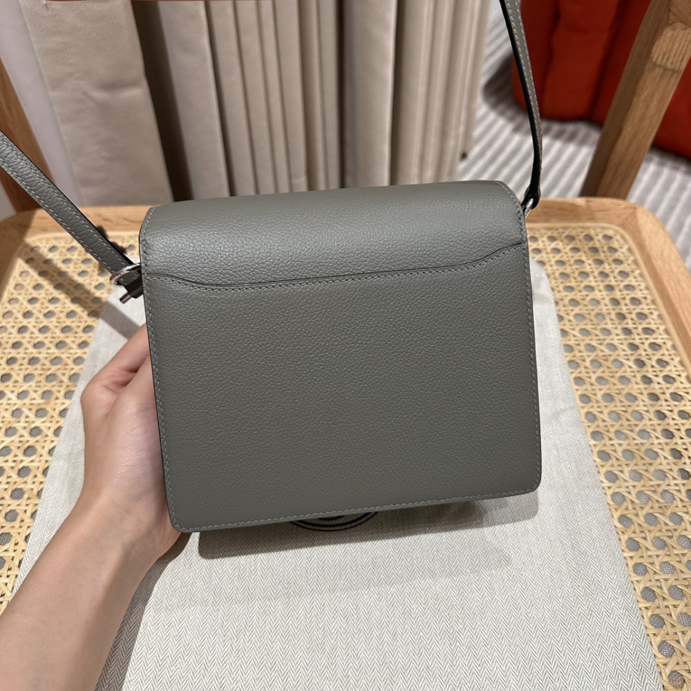 高仿Hermes*Roulis19系列H070509CKM8積雨雲灰銀扣純手工
