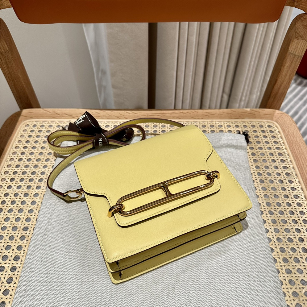 高仿Hermes*Roulis19系列H070509CK1Z小雞黃金扣山羊皮純手工