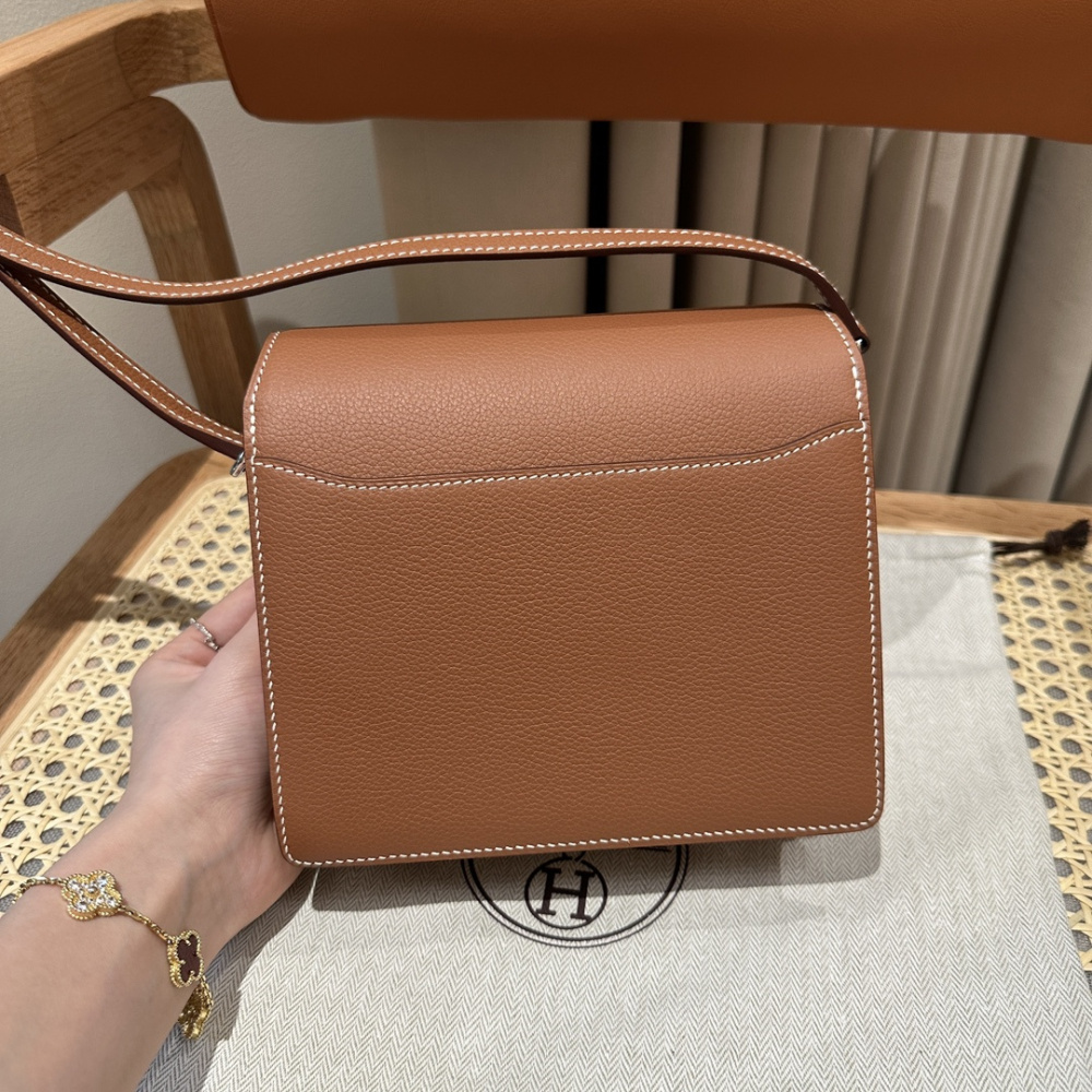 高仿Hermes*Roulis19系列H070509CK37金棕色銀扣山羊皮純手工