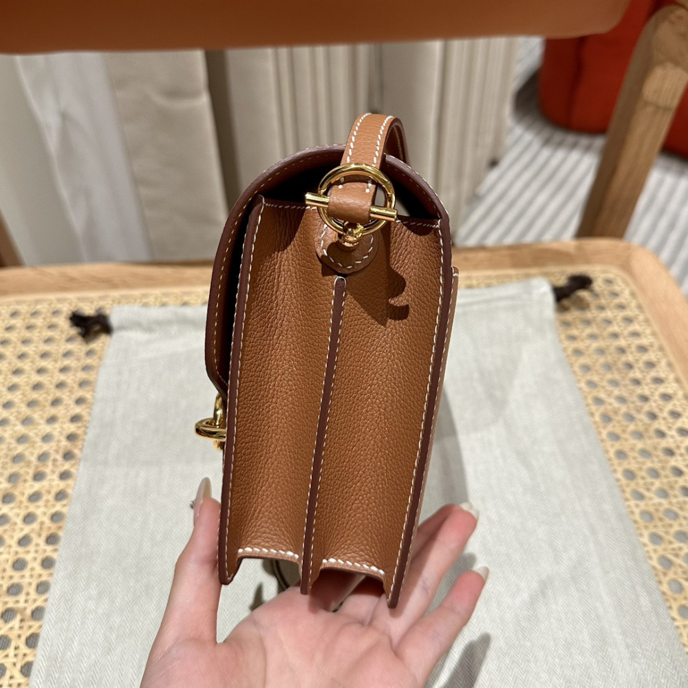 高仿Hermes*Roulis19系列H070509EP37金棕色金扣小牛皮純手工