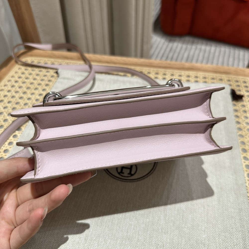 高仿Hermes*Roulis19系列H070509CK0L夢幻紫銀扣山羊皮純手工