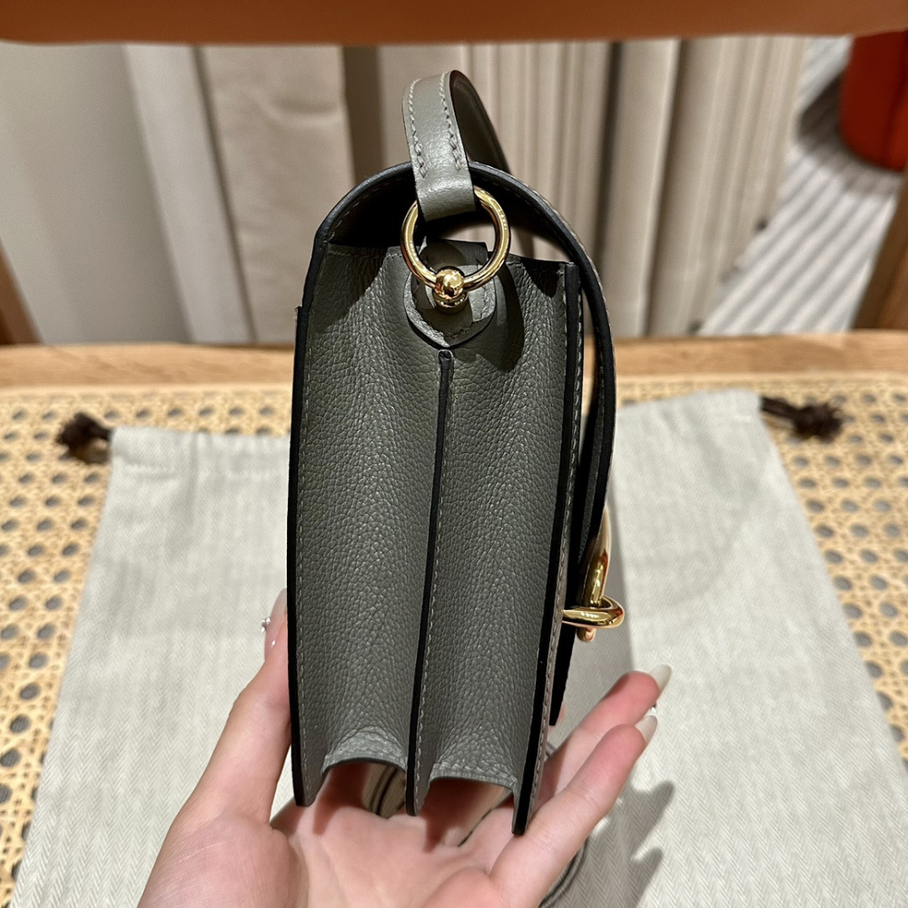 高仿Hermes*Roulis19系列H070509CKM8積雨雲灰金扣純手工