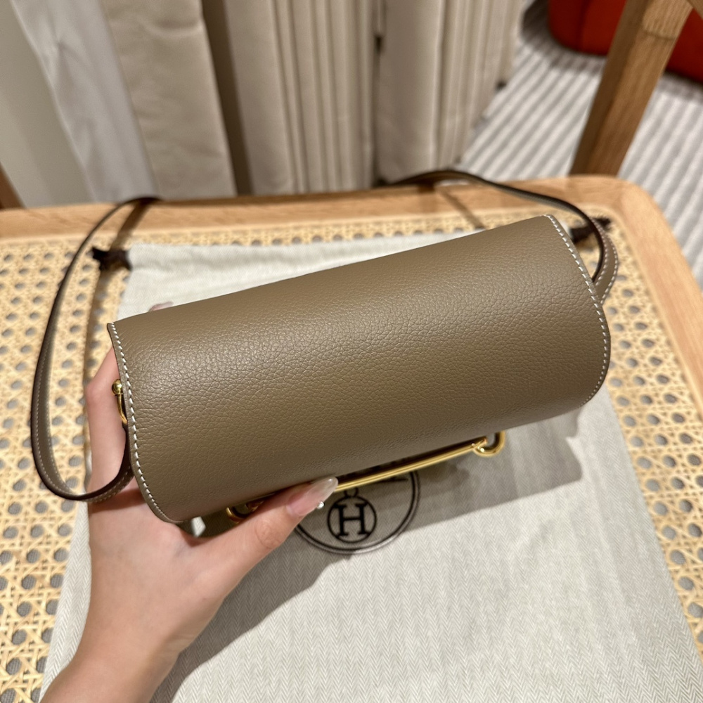 高仿Hermes*Roulis19系列H070509EP18大象灰金扣小牛皮純手工