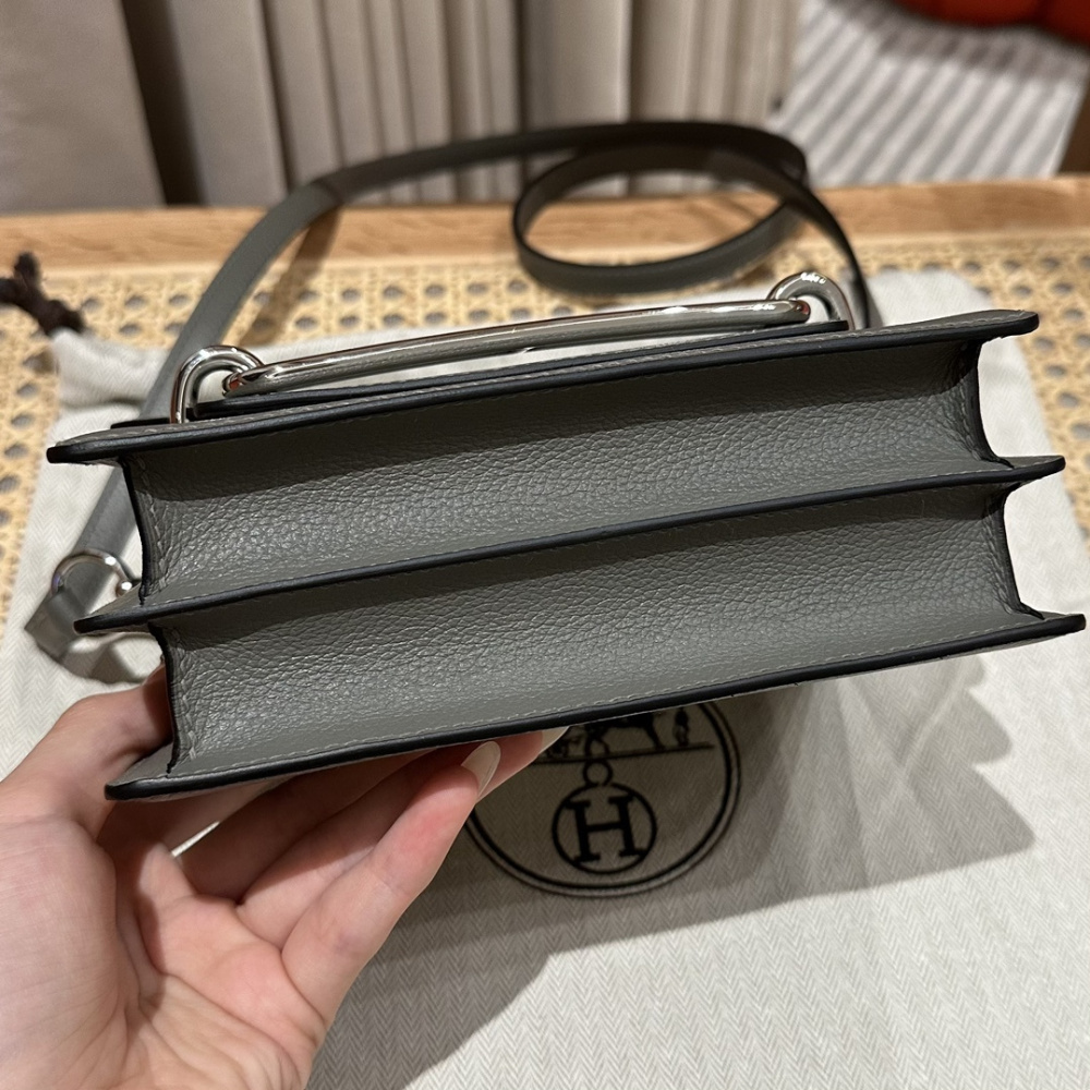 高仿Hermes*Roulis19系列H070509CKM8積雨雲灰銀扣純手工