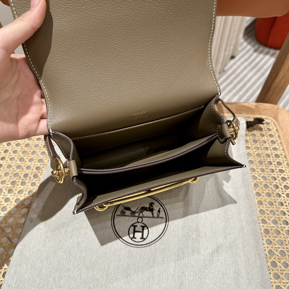 高仿Hermes*Roulis19系列H070509EP18大象灰金扣小牛皮純手工