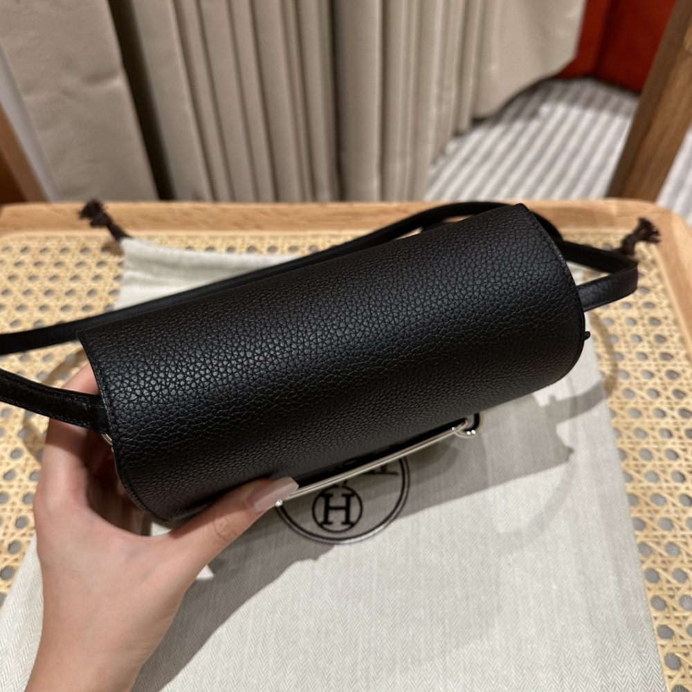 高仿Hermes*Roulis19系列H070509TC89黑色銀扣小牛皮純手工