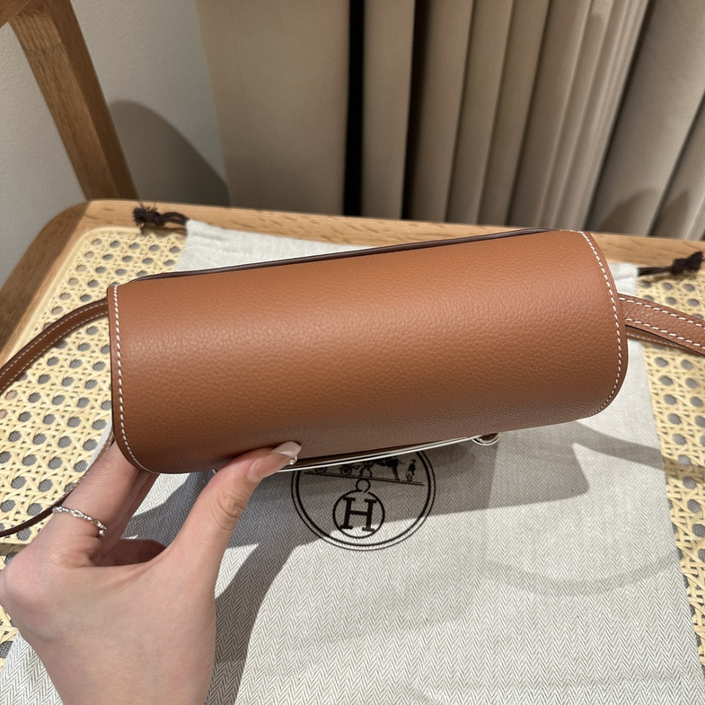 高仿Hermes*Roulis19系列H070509CK37金棕色銀扣山羊皮純手工