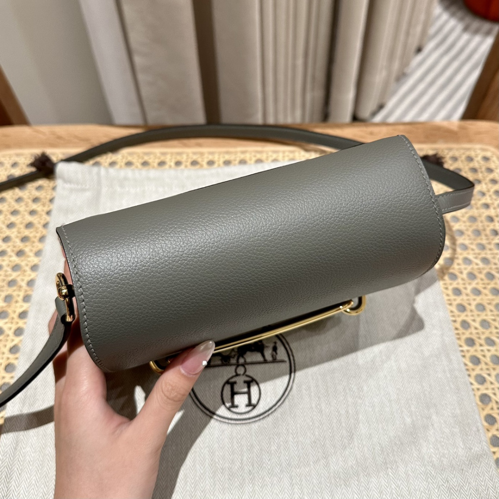 高仿Hermes*Roulis19系列H070509CKM8積雨雲灰金扣純手工